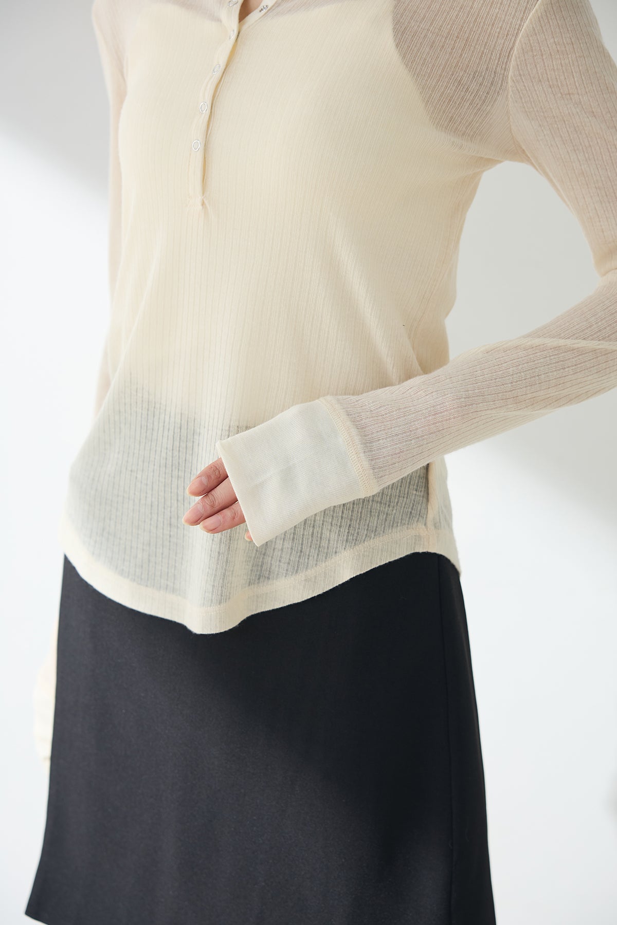 SET]シアーテレコヘンリーネックプルオーバー+シアーテレコヘンリー