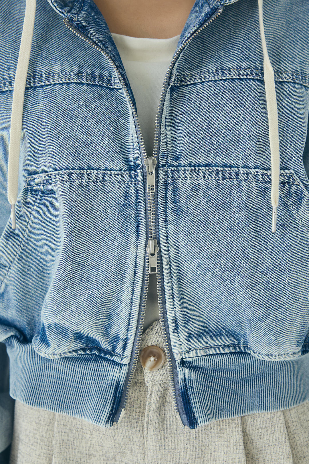 デニムダブルジップパーカーブルゾン