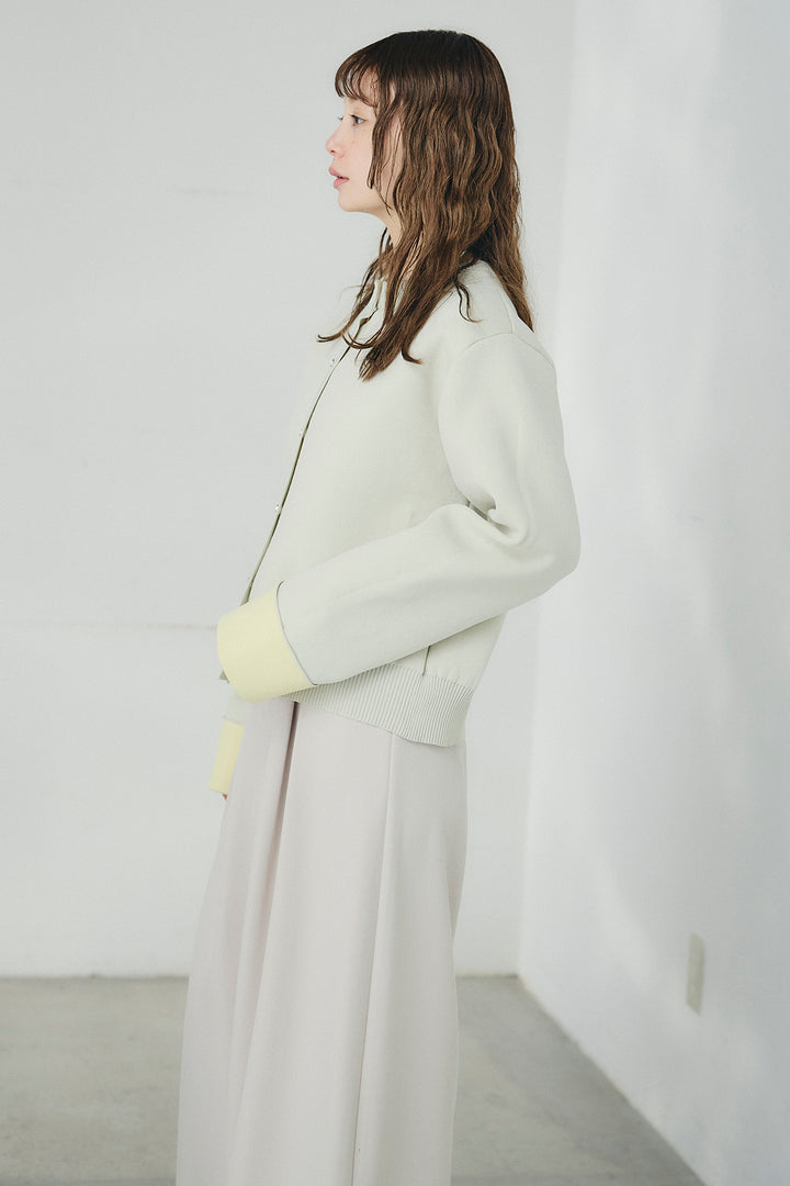 [SET]リバーシブル配色ニットカーディガン+ベルト付きツータックワイドパンツ(2set)