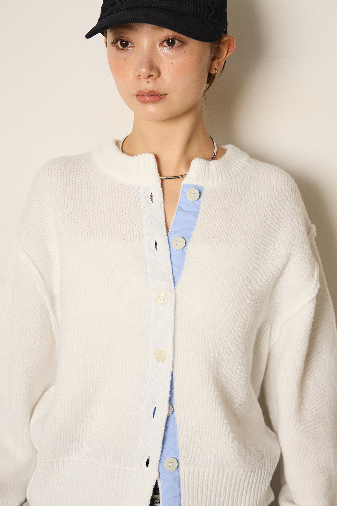 [SET]シャツドッキングニットカーディガン+ベルト付きタータンチェックプリーツスカート(2set)