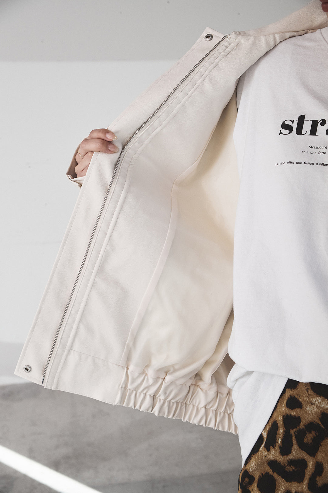 【即納】レザーライクオーバーサイズブルゾン