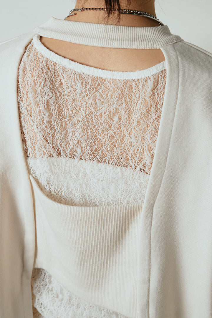 [SET]裏毛バックオープンプルオーバー+エコスウェードワイドスカート(2set)