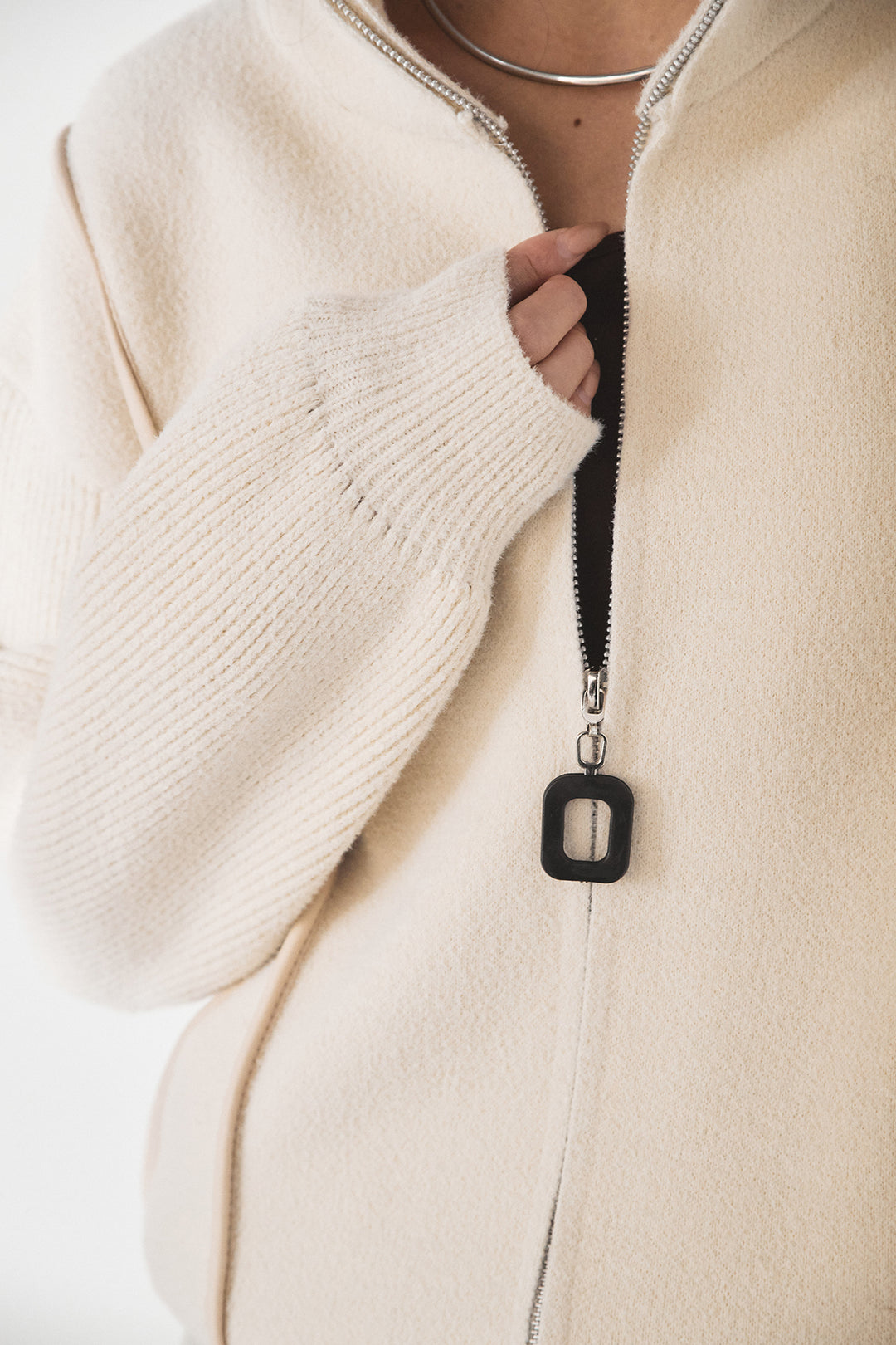 【即納】ハイネックパイピングデザインブルゾン