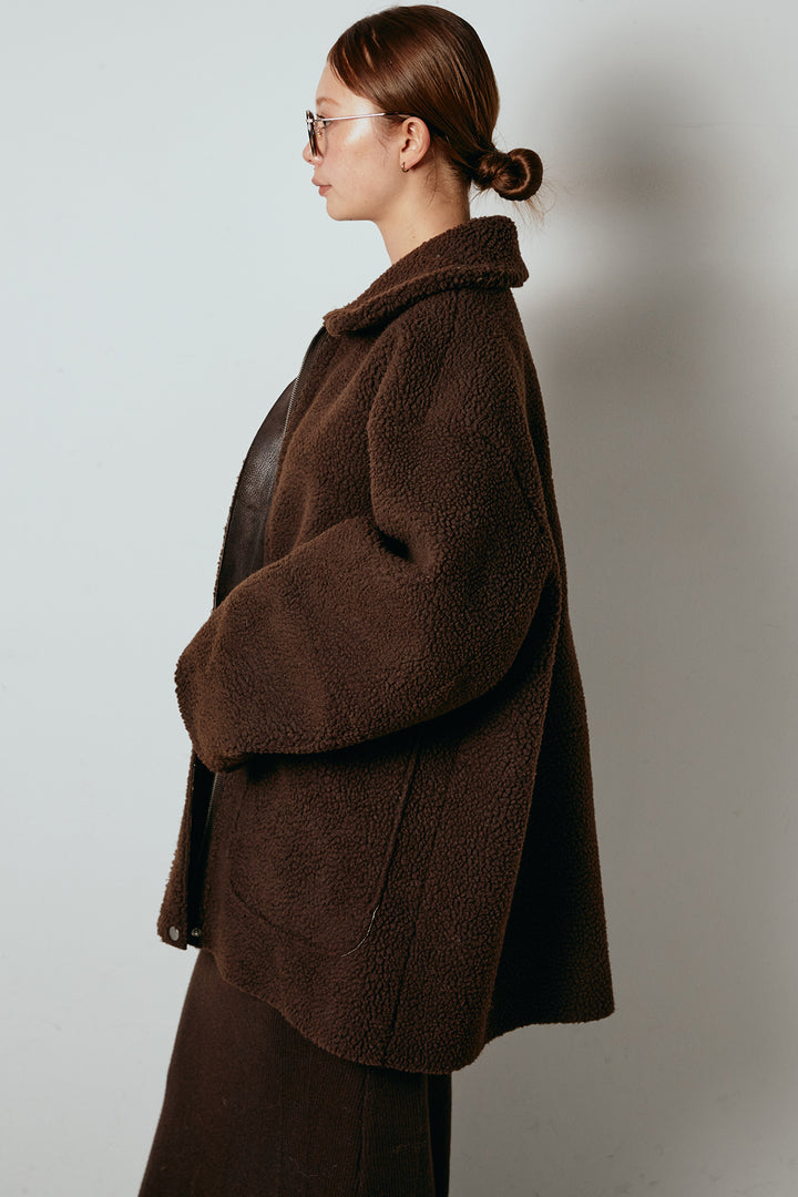 [SET]リバーシブルエコムートンコート+リブナローニットスカート(2set)