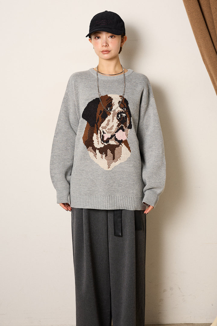 [SET]アニマルジャガード柄ニットトップス+リブナローニットスカート(2set)