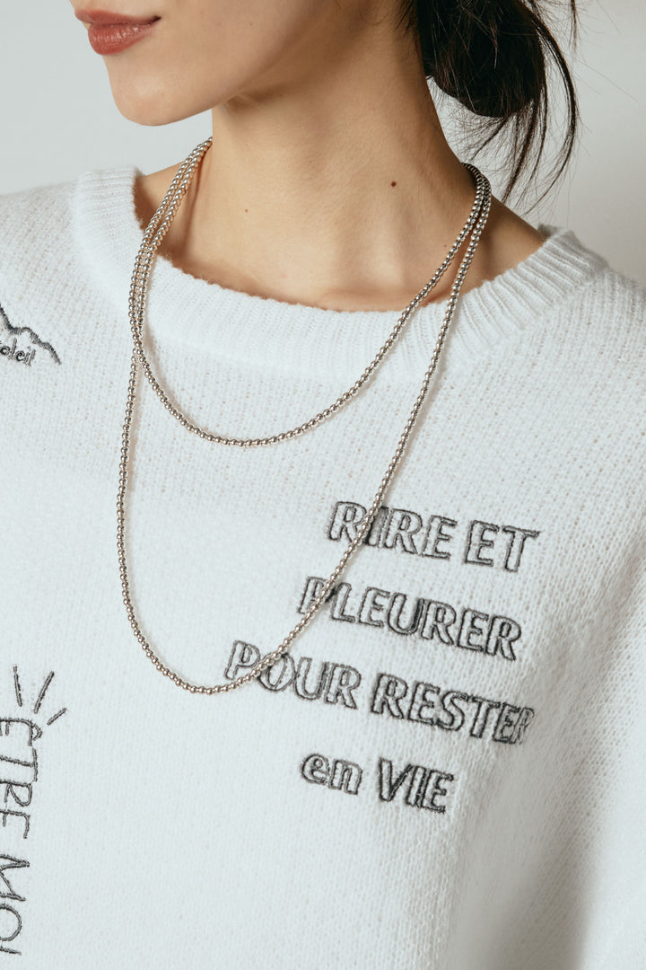 [SET]刺繍ロゴランダムデザインニットトップス+ベルト付きレザーライクタックパンツ(2set)