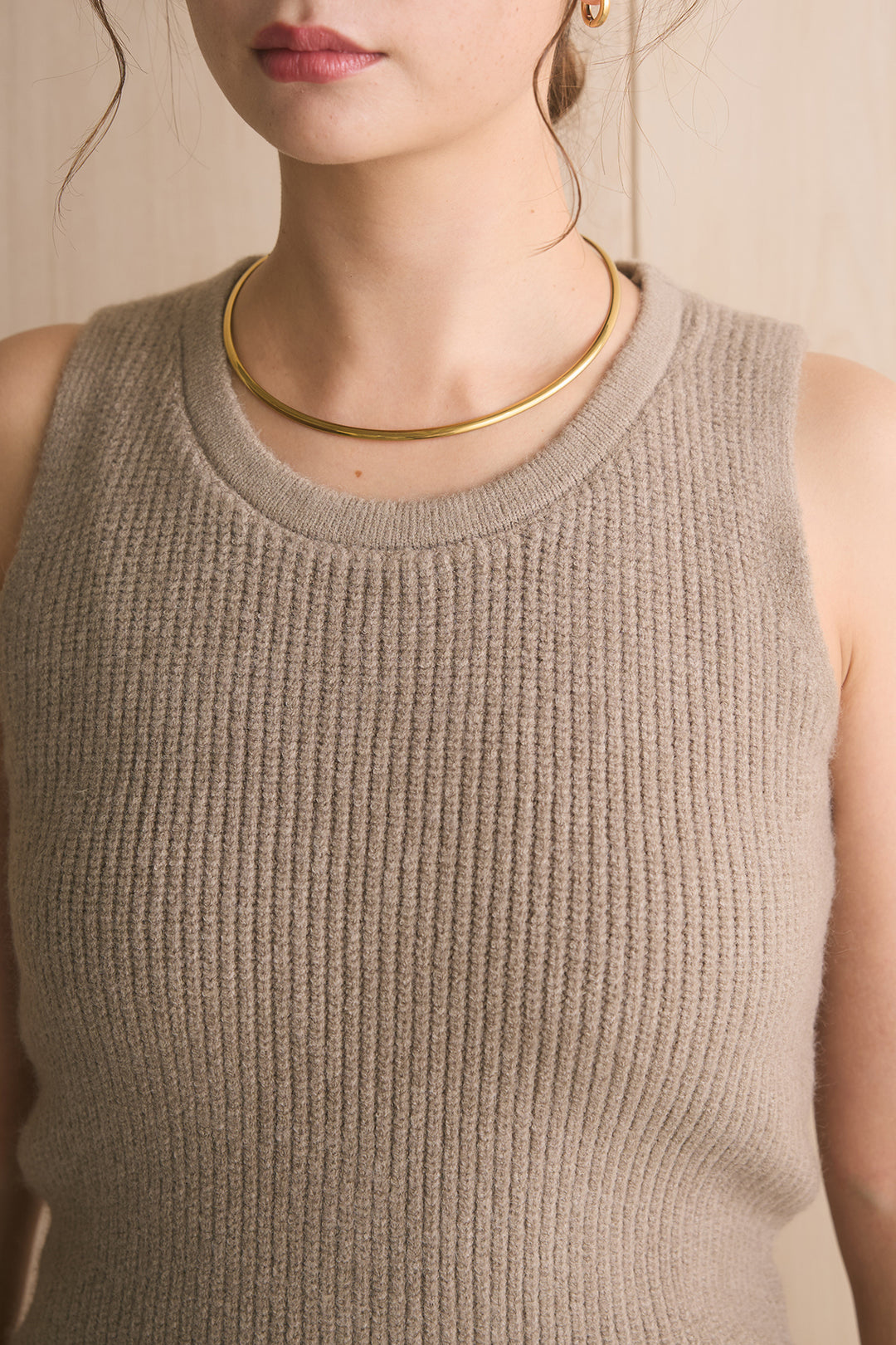 [SET]インナー付きハイネックダブルジップニットブルゾン+リラクシーワイドニットパンツ(2set)