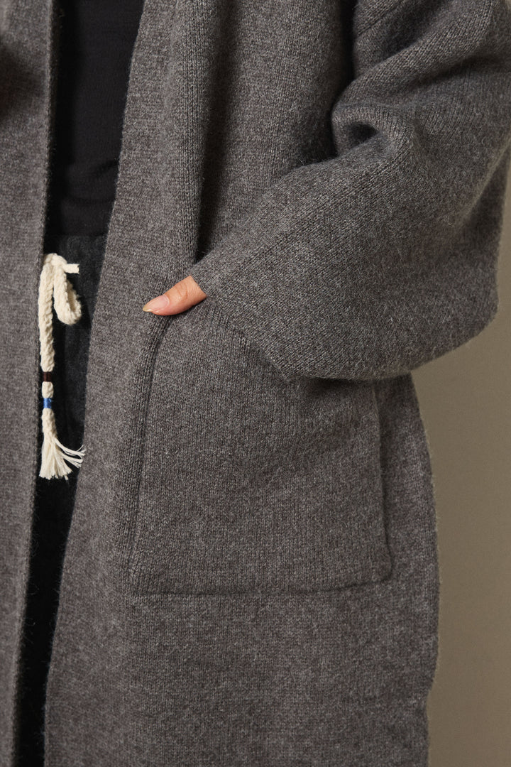 [SET]ケープレイヤードロングカーディガン+レオパードジャガードニットパンツ(2set)