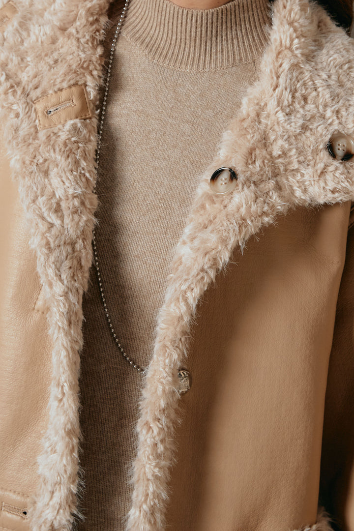 [SET]リバーシブルボアアウター+ノースリーブニットロングワンピース(2set)