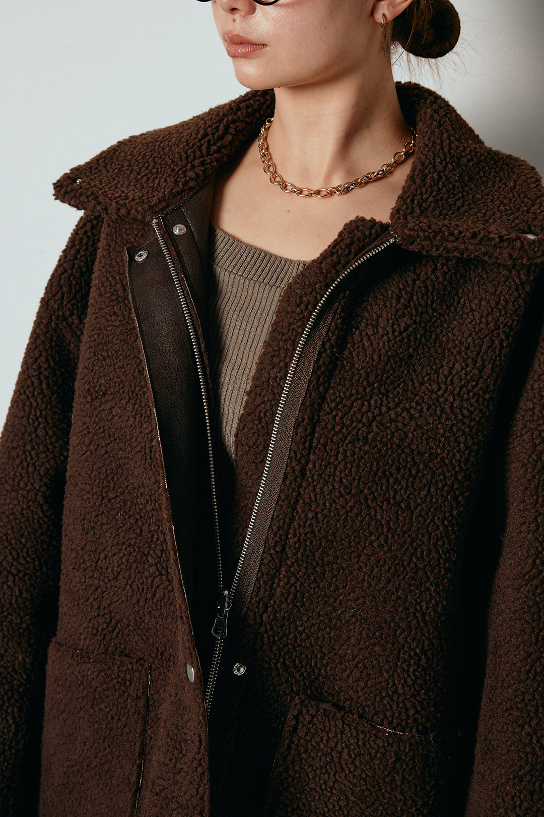 [SET]リバーシブルエコムートンコート+リブナローニットスカート(2set)