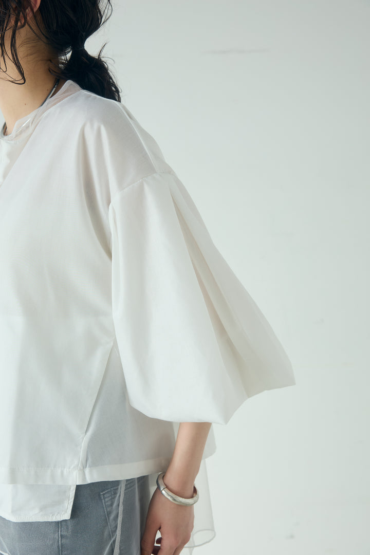 ボリューム袖シアーレイヤードブルゾン