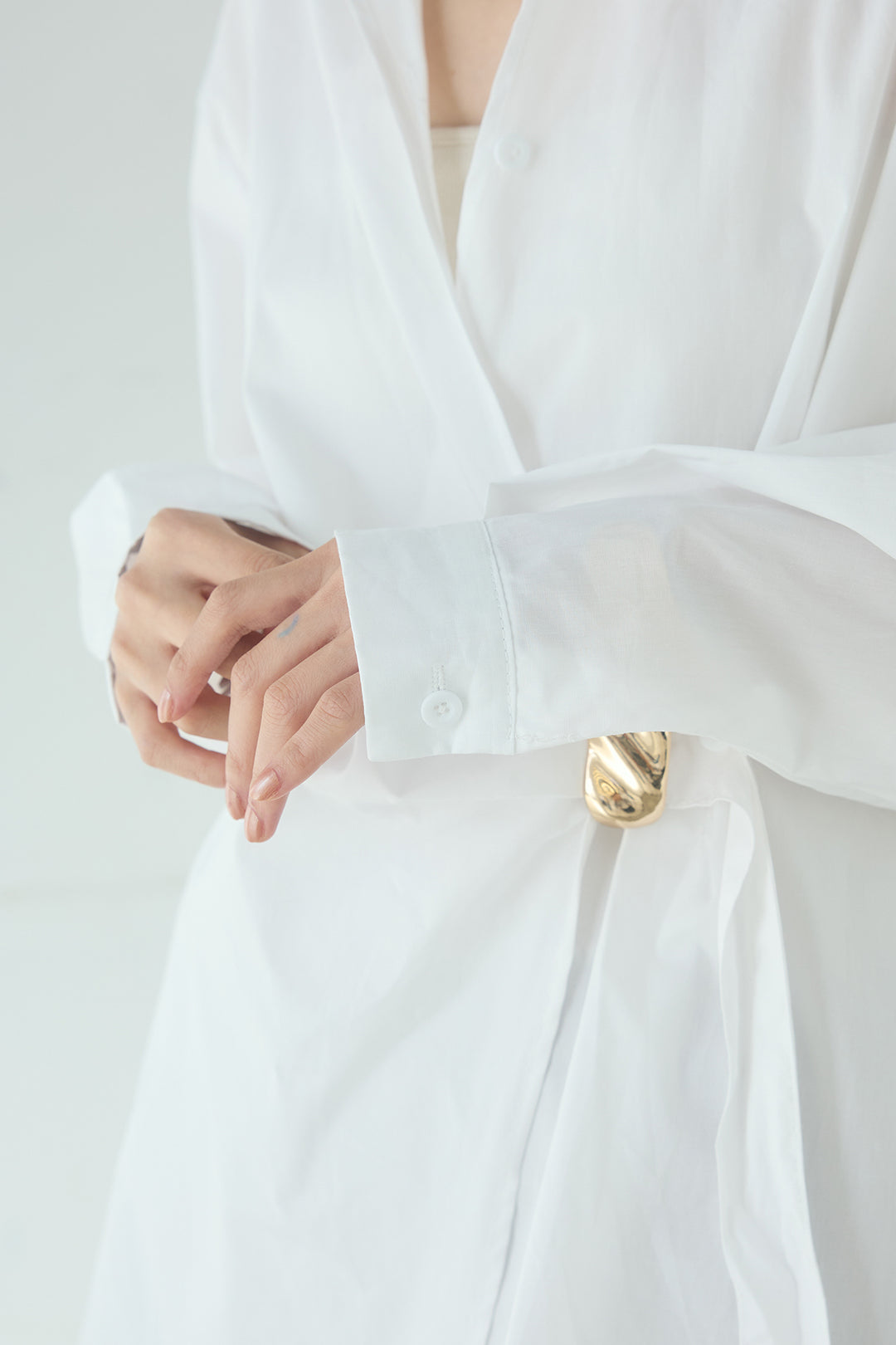 [SET]サイド留め具デザインシャツ+デニムレース付きワイドパンツ(2set)