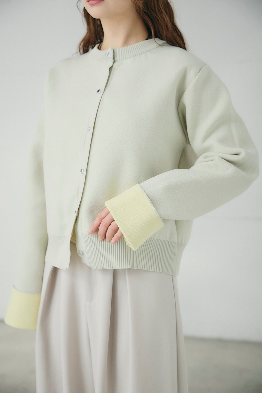 リバーシブル配色ニットカーディガン