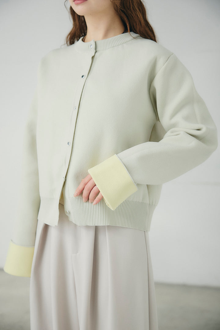 [SET]リバーシブル配色ニットカーディガン+ベルト付きツータックワイドパンツ(2set)