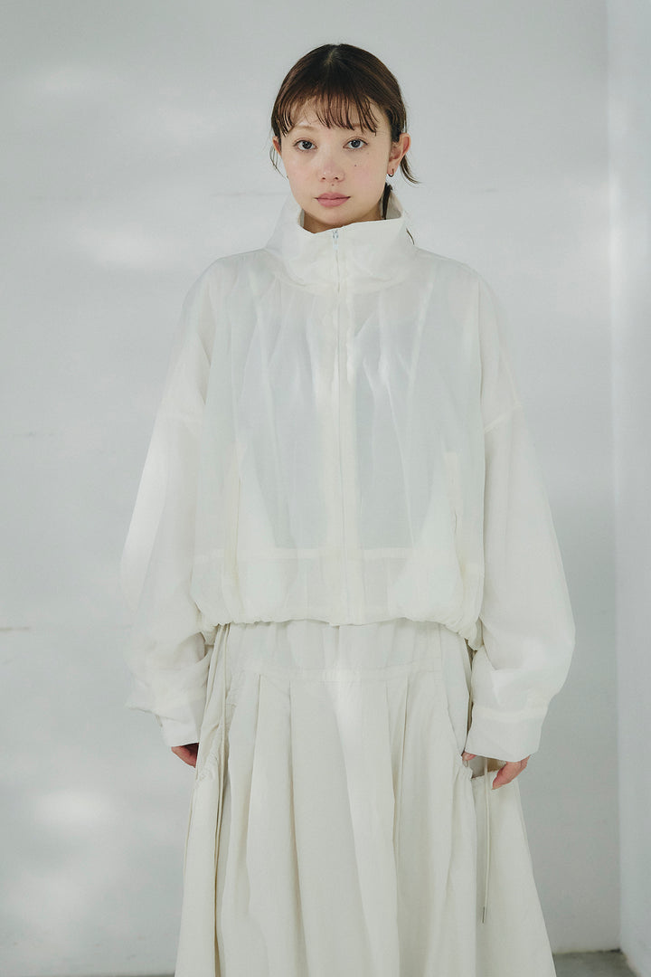 [SET]スタンドネックシアーブルゾン+ナイロンデザインフレアスカート(2set)