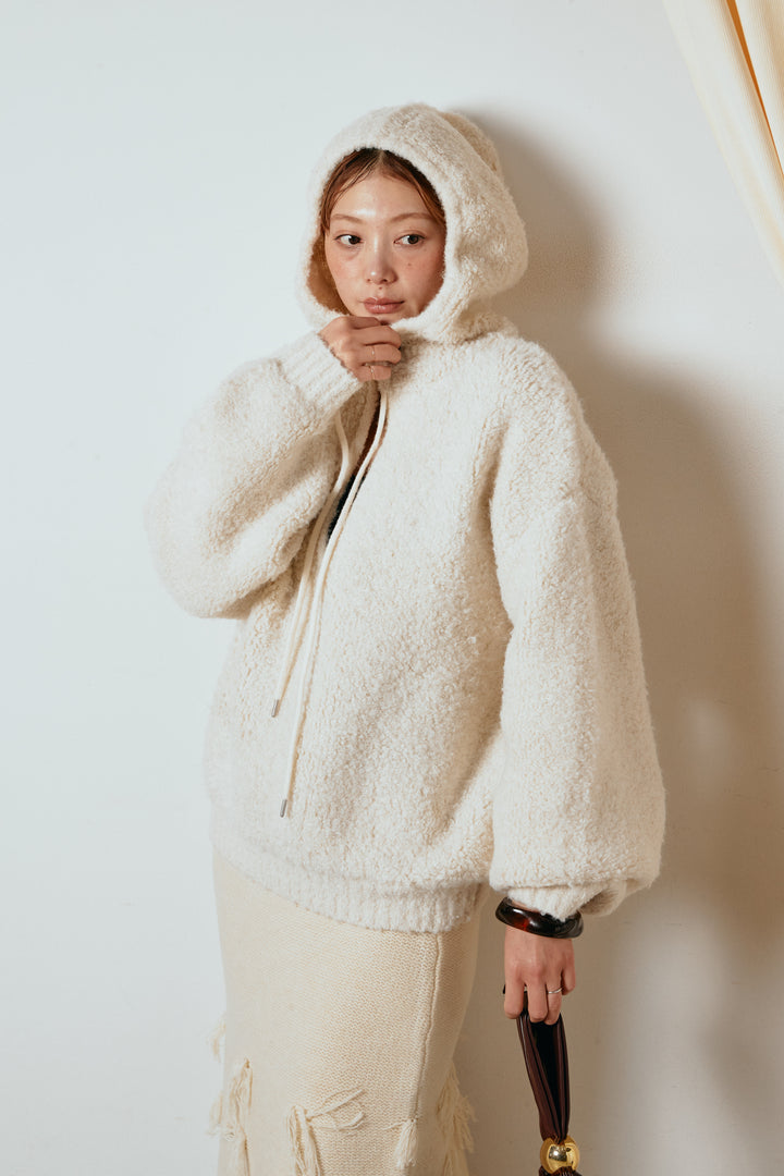 [SET]ブークレキーネックプルオーバー+ポイントフリンジニットナロースカート(2set)