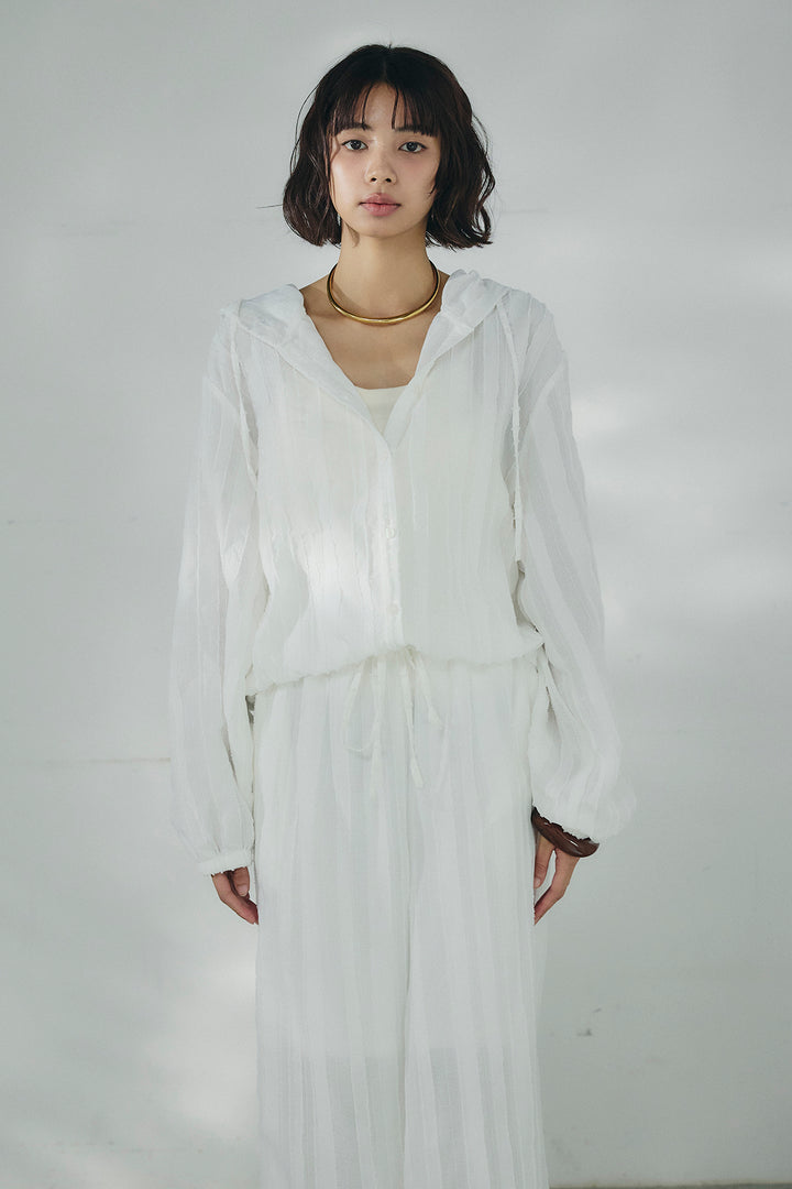 [SET]ストライプジャガードフードシャツ+ストライプジャガードロングイージーパンツ(2set)