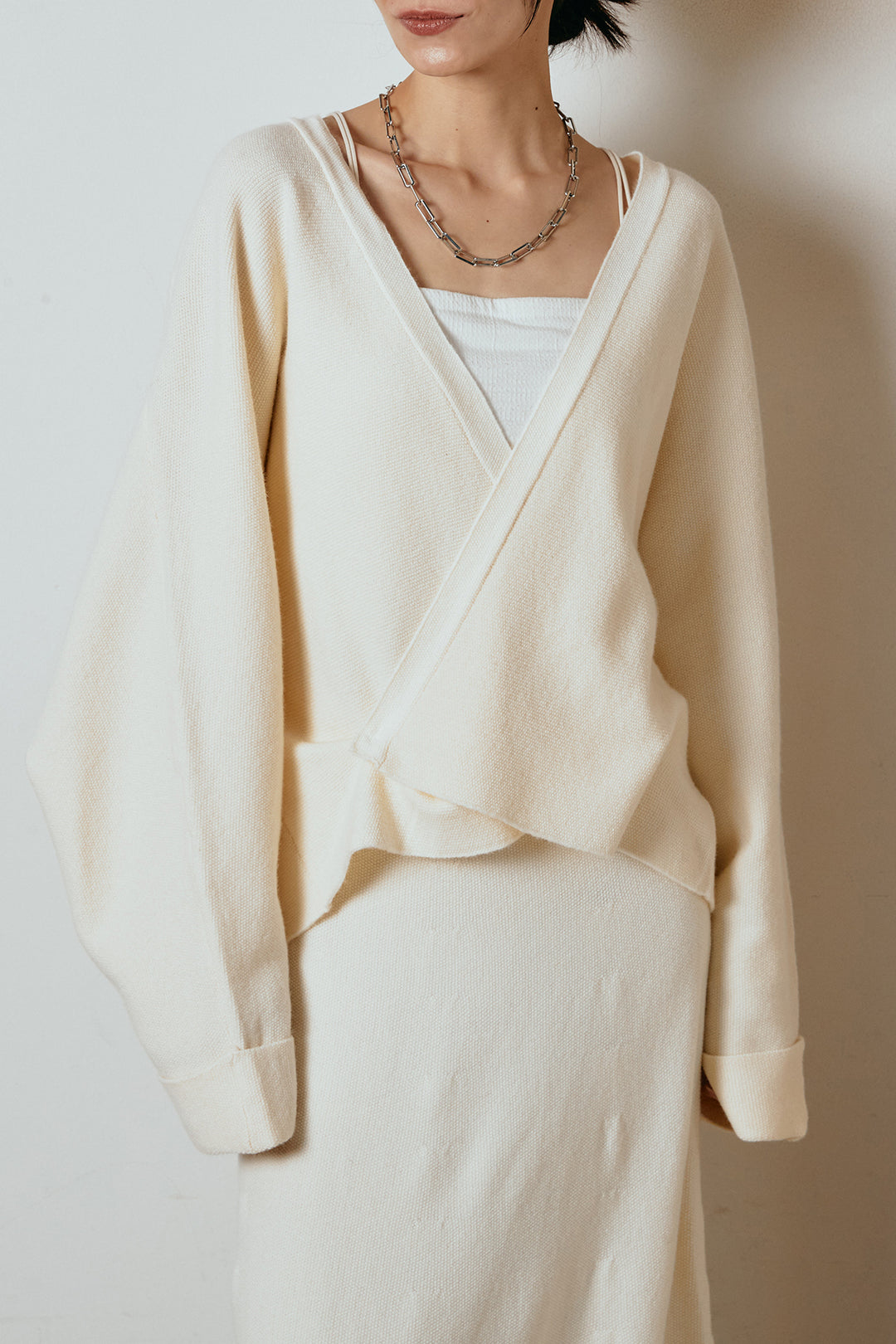 [SET]カシュクールニットカーディガン+ニットロングスカート(2set)