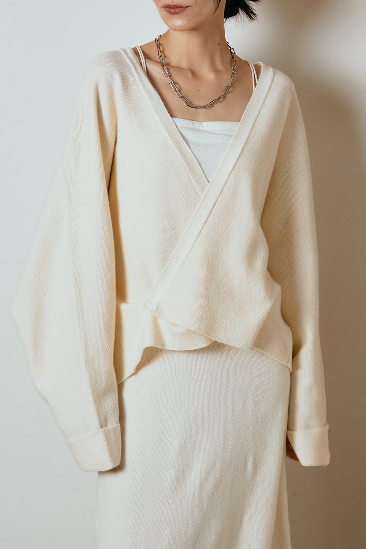 [SET]カシュクールニットカーディガン+ニットロングスカート(2set)