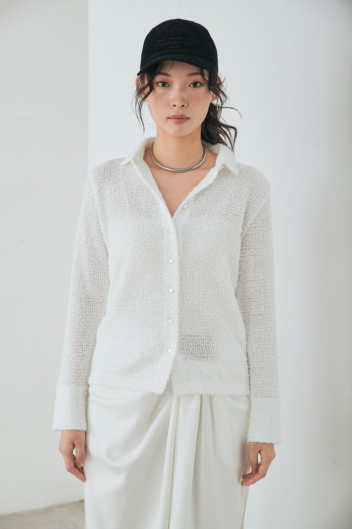 [SET]カールヤーンシャツ+ライトダンボールウェーブラインドレープパンツ(2set)