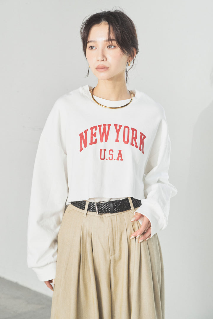 ニューヨークロゴショート丈プルオーバー/ホワイト