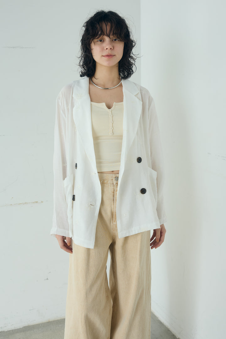 シアー刺繍ダブルジャケット