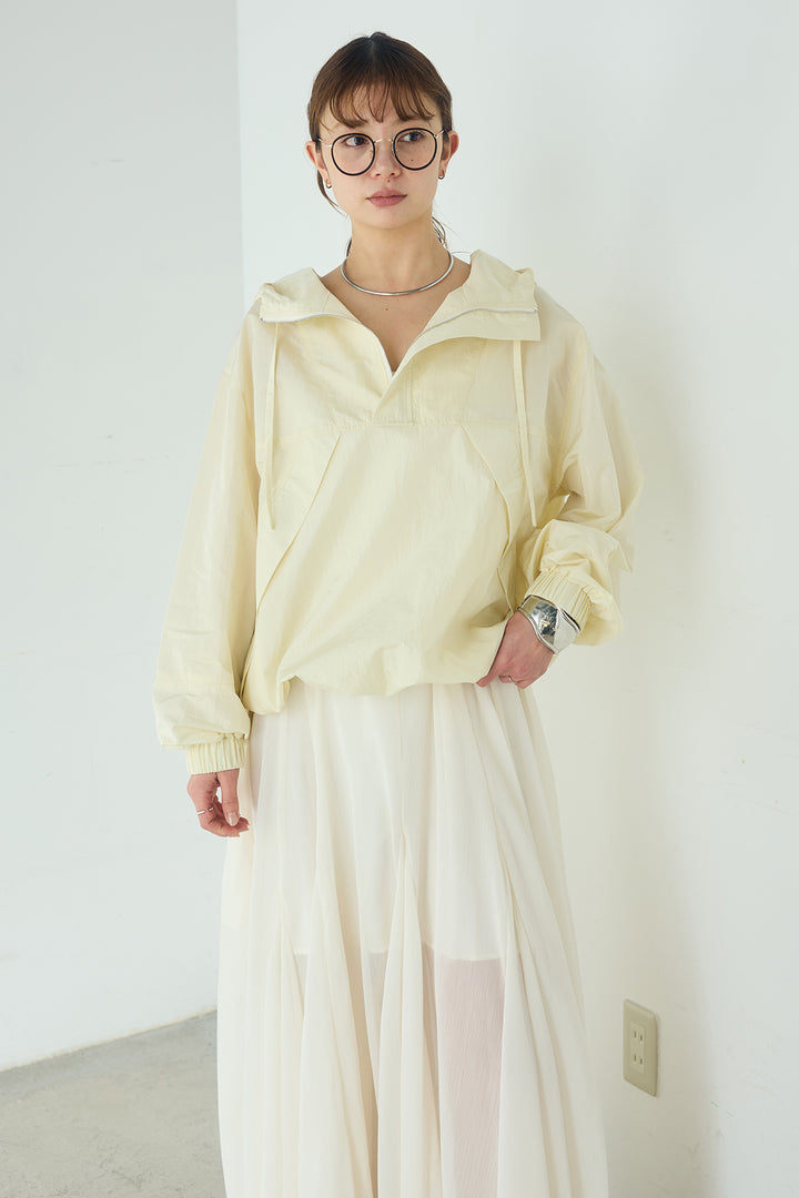 [SET]ナイロンフーディーブルゾンアウター+裾絞りリブニットパンツ(2set)