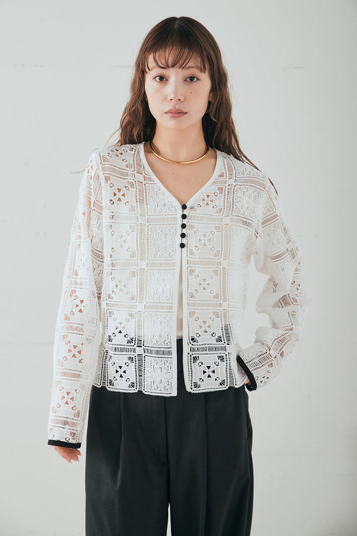 [SET]クロシェレースカーディガン+クロシェレースイージーパンツ(2set)