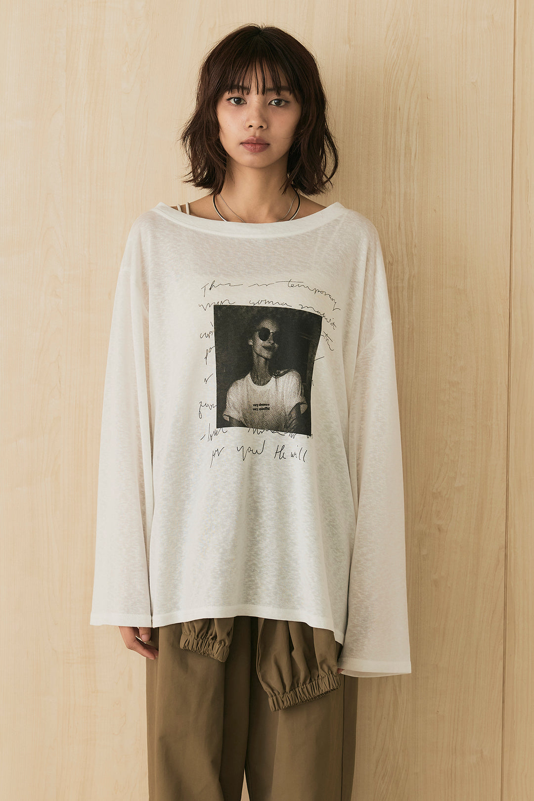 [SET]ヴィンテージグラフィックロンT+合繊ツイルスタンドウエスト巻きジョガーパンツ(2set)