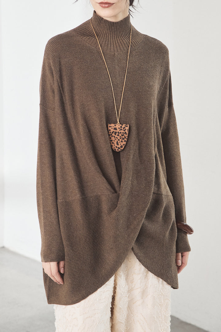 裾クロスデザインニットトップス