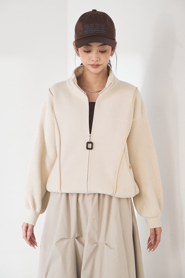 【即納】ハイネックパイピングデザインブルゾン