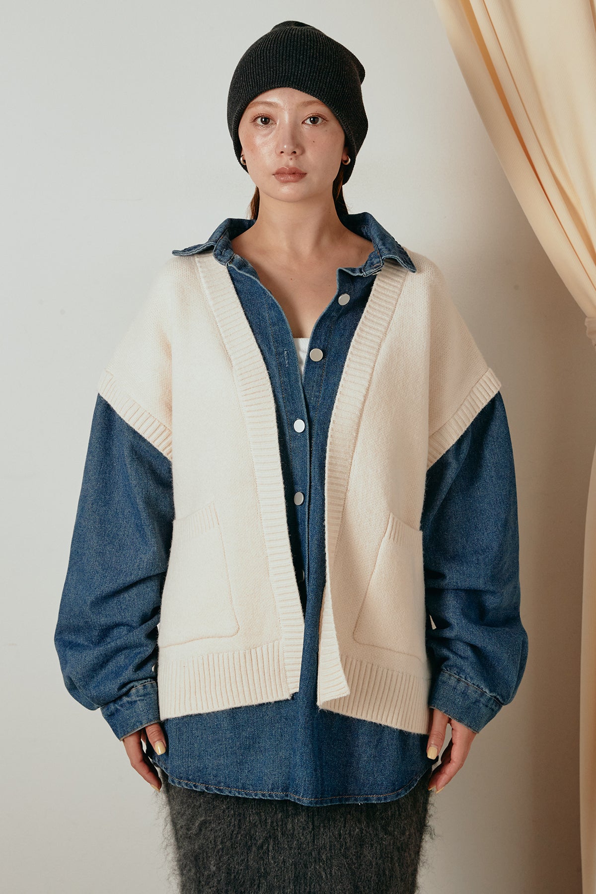 ニットデニムジャケット　kuas ニットデニムジャケット - KUAS | 60% - アジアファッション通販