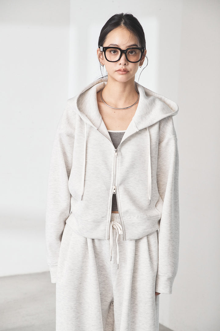 スウェットドルマンジップフードパーカー