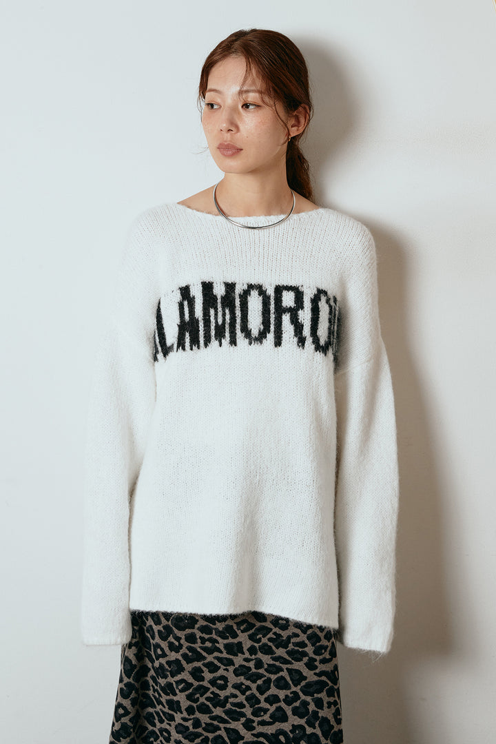 [SET]フロントロゴデザインニットトップス+ラップ巻きワイドスラックス(2set)