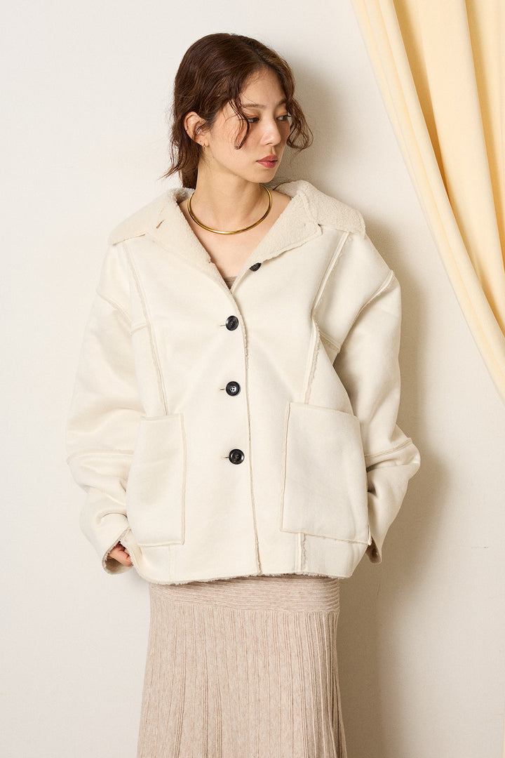 [SET]エコムートンカバーオール+編み地切り替えフレアニットスカート(2set)