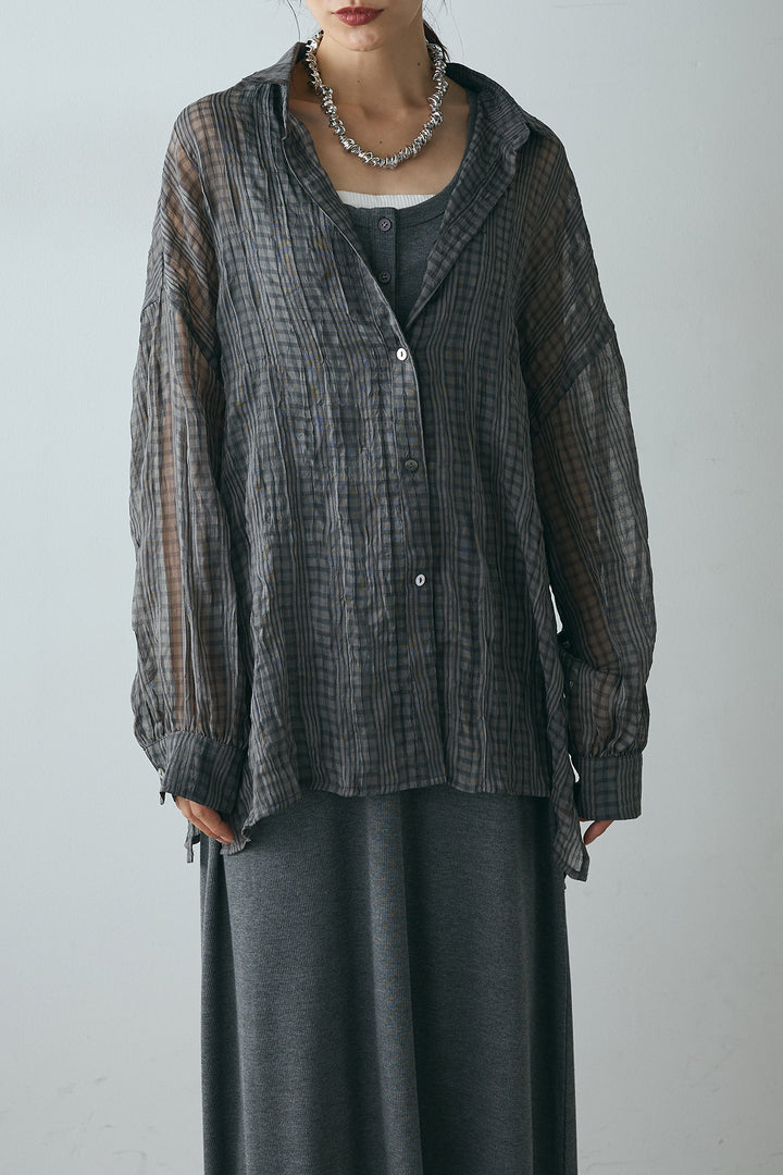 シアーマルチチェック柄シャツ