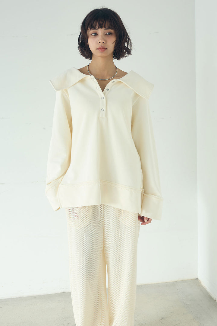 [SET]ビッグカラー2WAYスウェットトップス+メッシュリラックスパンツ(2set)