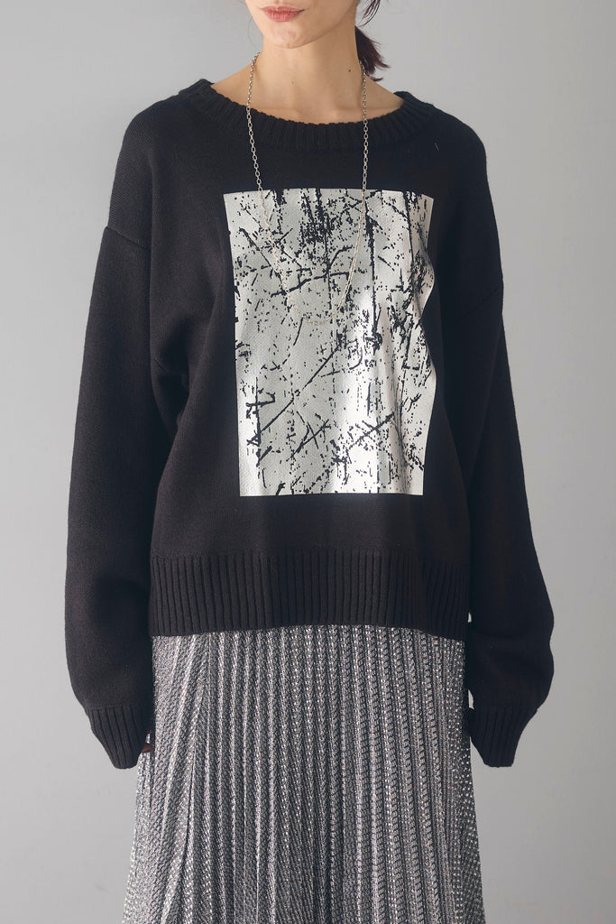 *エリカ* オーダーページ バルキー箔プリントニットプルオーバー – ESICA