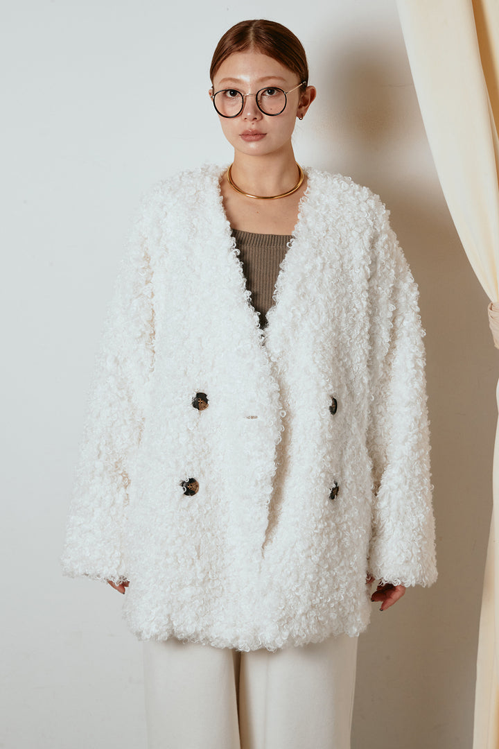 [SET]シープライクファージャケット+裏起毛スウェットワイドパンツ(2set)