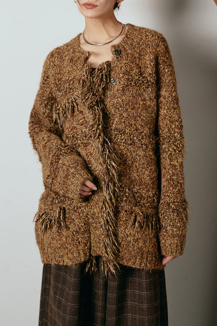 フリンジニットカーディガン