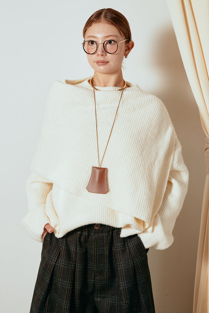 【着回しセット】[SET]ケープデザインリブニットトップス+ケープデザインリブニットトップス(2set)