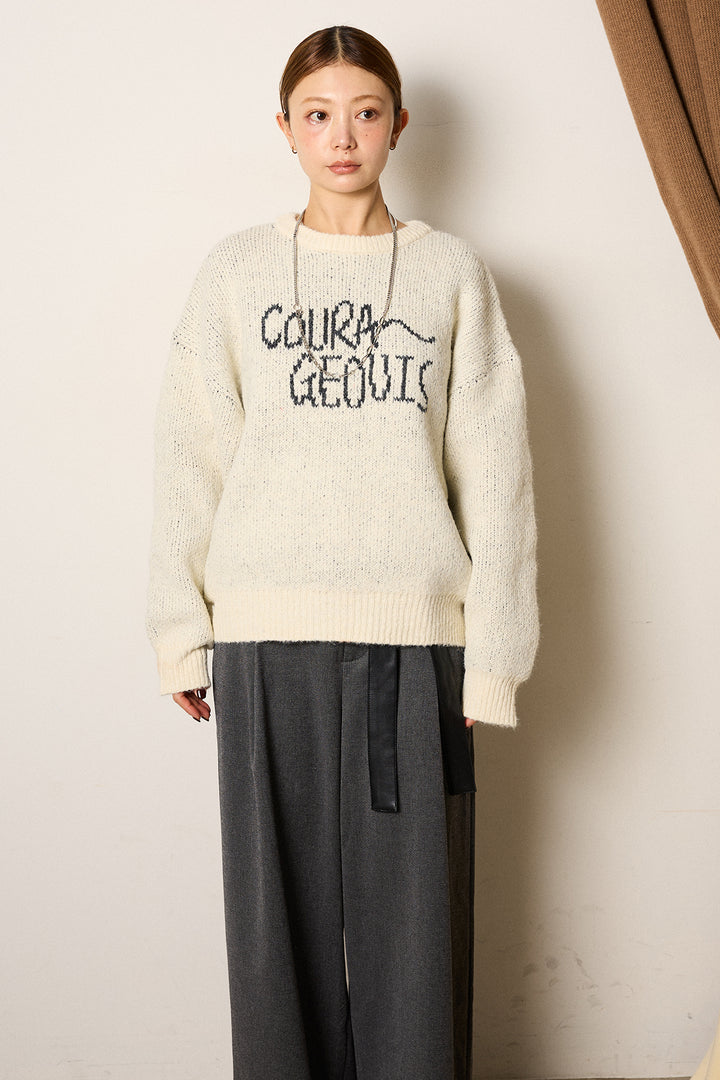 [SET]ロゴシャギーニットプルオーバー+グレンチェック柄フロントジップタイトスカート(2set)