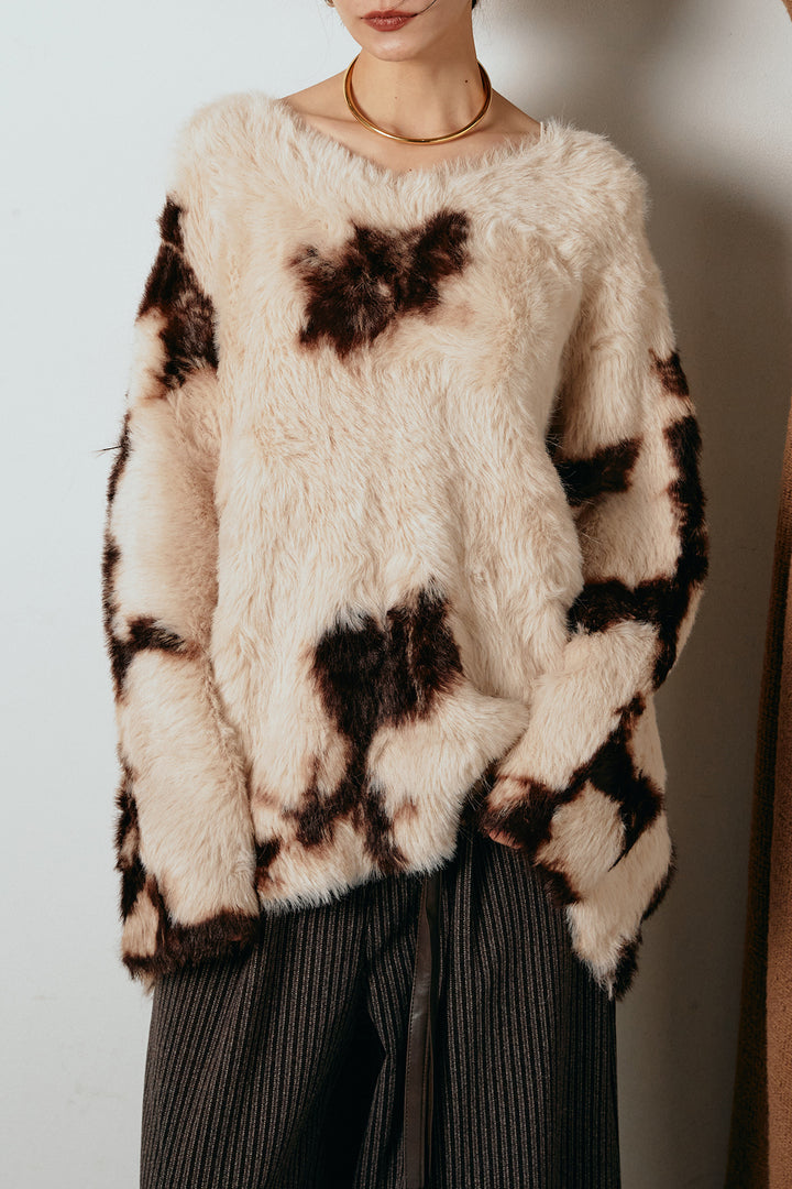 [SET]タイダイ柄シャギーニットトップス+裾シアーリブスカート(2set)