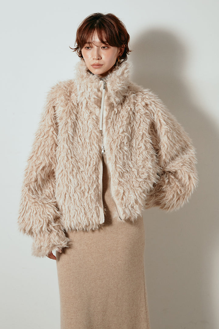 [SET]ミックスシープファースタンドブルゾン+前後2wayグレンチェック柄スカーチョサロペット(2set)