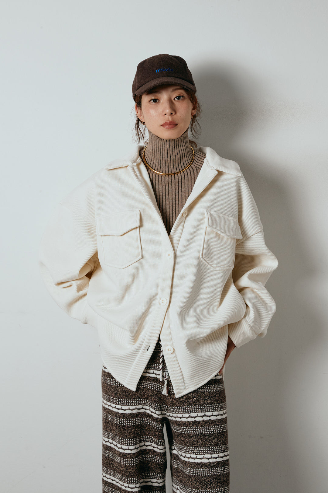 [SET]襟付きコーデュロイポケットシャツ+リブニットシームレスタートルプルオーバー+リラックスコーデュロイハーフパンツ(3set)