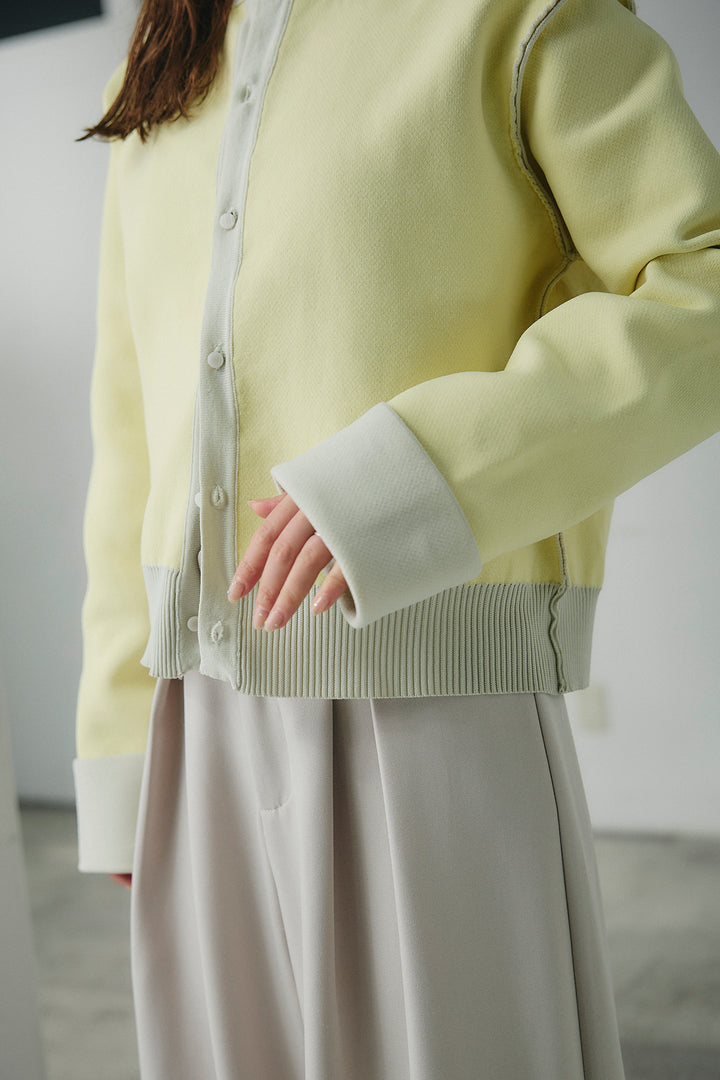 [SET]リバーシブル配色ニットカーディガン+ベルト付きツータックワイドパンツ(2set)