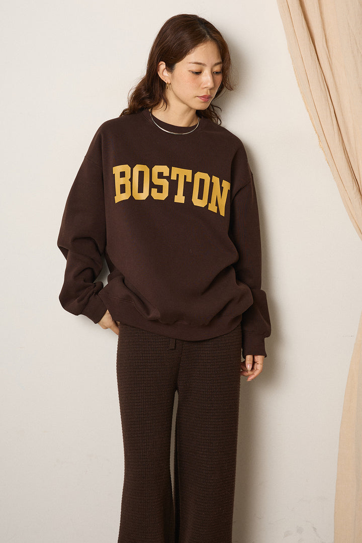 [SET]テディボアロングコート+ロゴデザインルーズスウェット+花柄刺繍ベロアフレアスカート(3set)