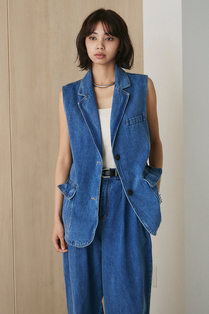 [SET]デニムテーラードカラージレSETUP