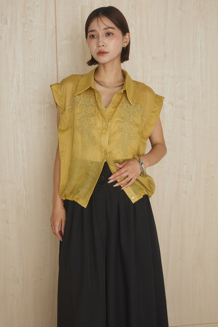 エアリーシアーフロントリーフ柄シャツ