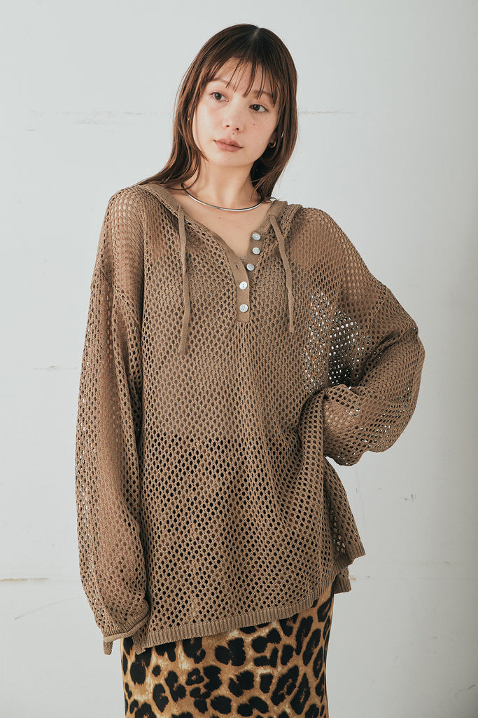 即納】メッシュ編みフーディープルオーバー – ESICA